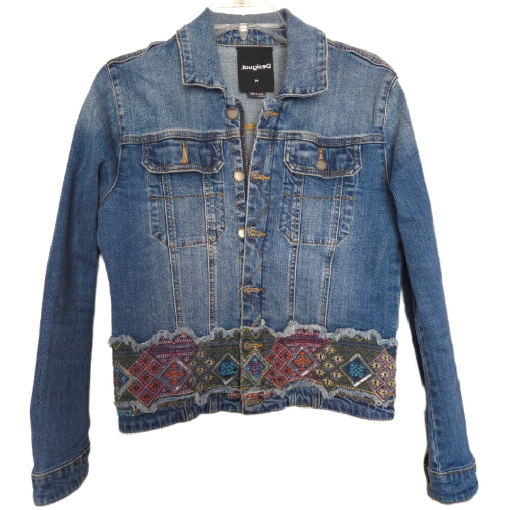 Desigual Denim Jacket with Border - Size 4